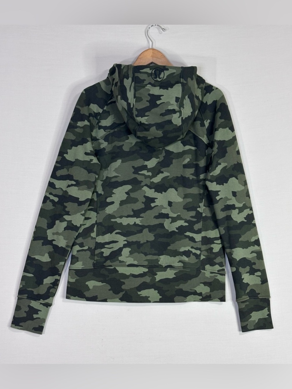 Lululemon Camo Zip Hoodie Scuba Style Green Athletic Jacket Sz 12 - Picture 3 of 5